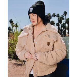DIXXON Women's Glamper Sherpa Jacket - Ivory Size M